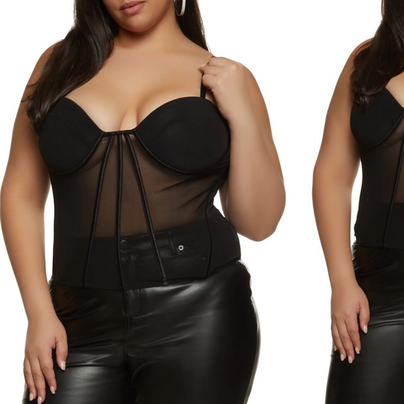 RainbowShops 1XL Black Convertible Mesh corset - Picture 5 of 7